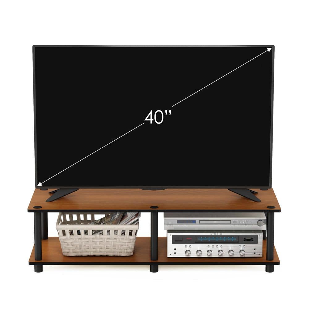 Light Cherry and Black Low Rise TV Stand with Cabinet