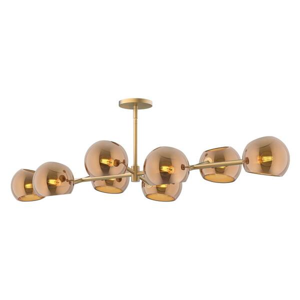 ALORA MOOD Willow 48 in. 8 Light 60-Watt Brushed Gold/Copper Glass ...