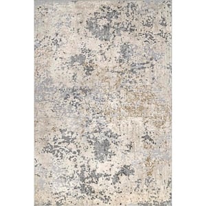 Contemporary Motto Abstract 7 ft. x 9 ft. Beige Area Rug