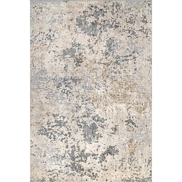 StyleWell Contemporary Motto Abstract 8 ft. x 10 ft. Beige Area Rug