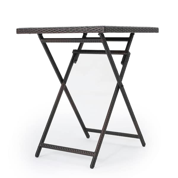 Emmett Multibrown Square Faux Rattan Outdoor Patio Bistro Table