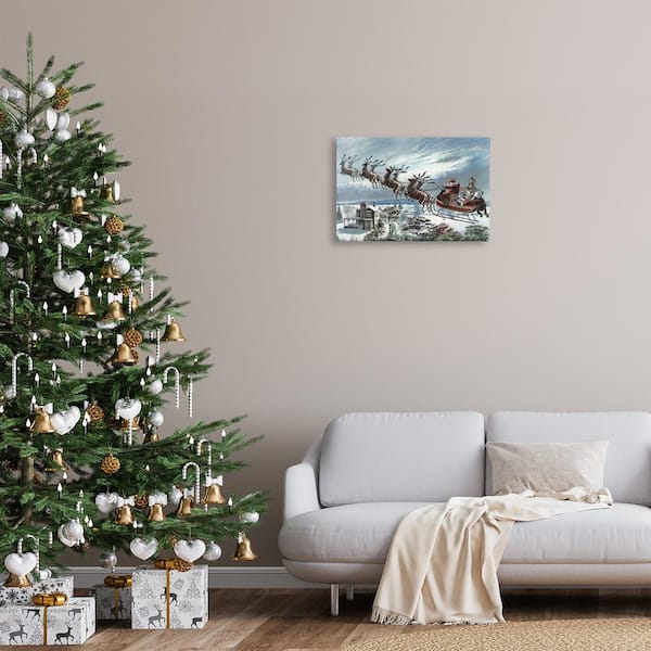 Santa's Sleigh over Town by Arlington Prints Unframed Abstract Graphic Art Print 16 in. x 24 in.