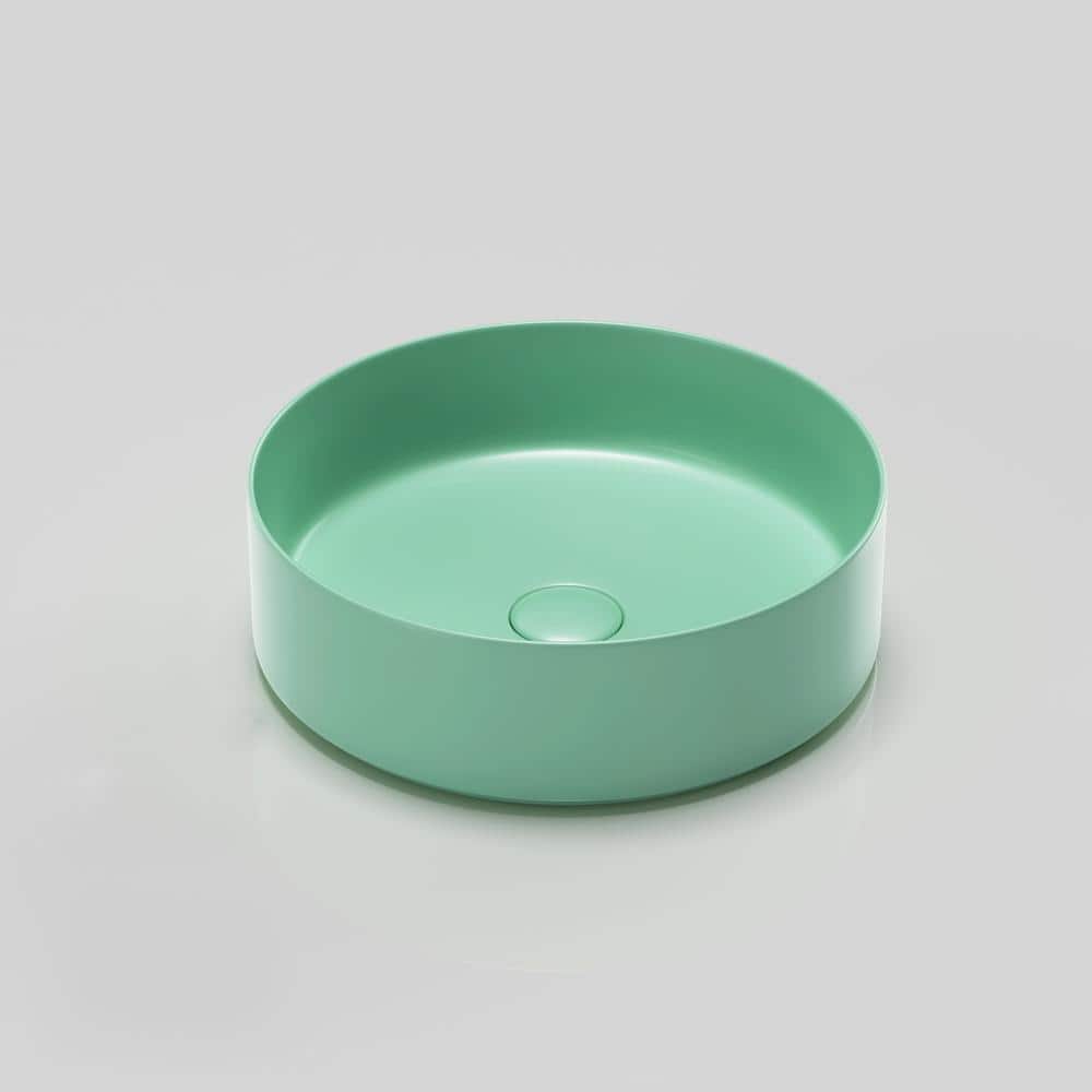 15.7 in. W x 15.7 in. H Ceramic Circular Vessel Bathroom Sink in Mint Green