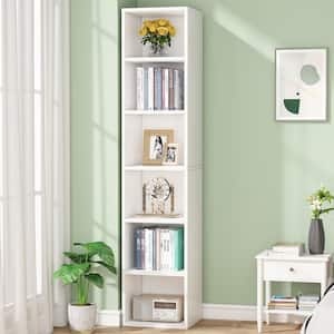 Eulas 71 in. White MDF 6 shelves Standard Bookcase