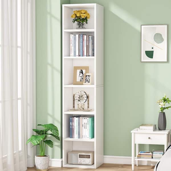 BYBLIGHT Eulas 71 in. White MDF 6 shelves Standard Bookcase