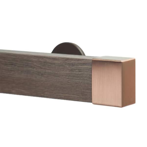 Art Decor Kontur Wood 106 in. Non-Adjustable Single Traverse Window Curtain Rod Set in Monaco with Sahara Endcaps