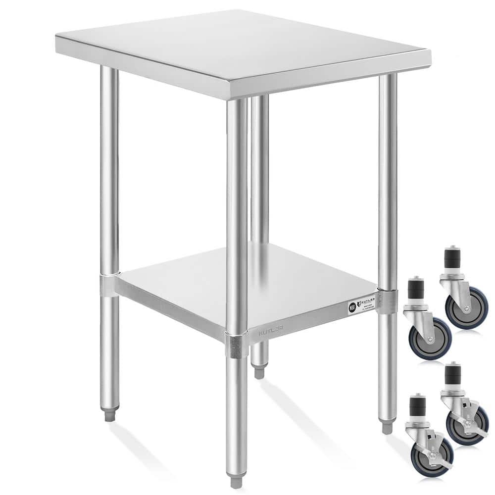 30 In X 18 In Stainless Steel Kitchen Prep Table With Bottom Shelf   Stainless Steel Kitchen Prep Tables Prep Kt 10 4w 64 1000 