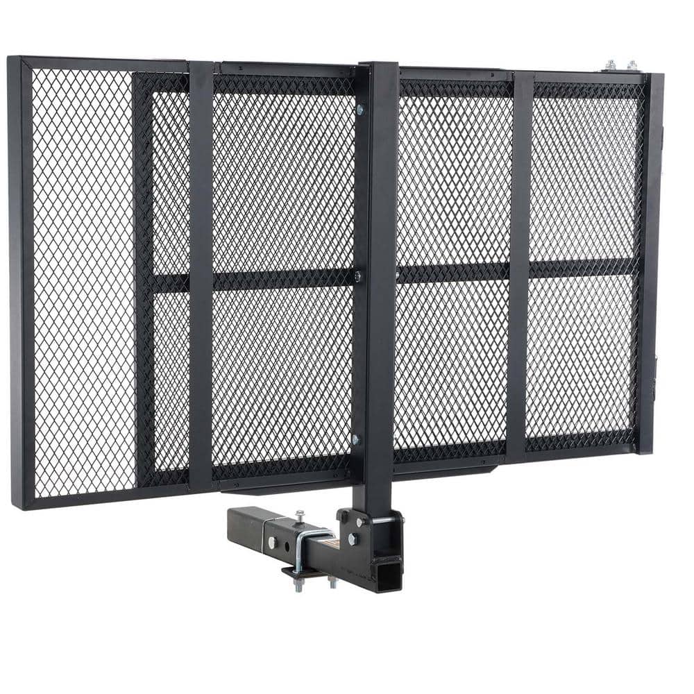 Hitch Mount Cargo Carrier, 45.3 in. x 25.6 in. Iron Hitch Cargo Rack with Folding Ramp Hitch Rack Basket with Stabilizer price history on PriceWatchPro