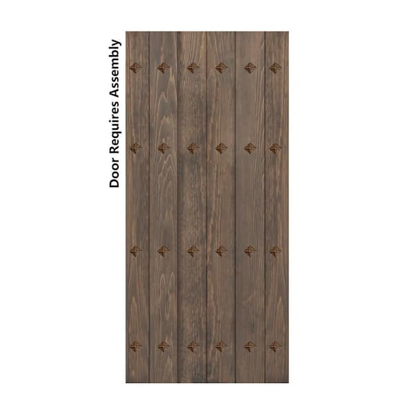 ISLIFE Mid-Century New Style 36 in. x 84 in. Smoky Gray DIY Solid Wood Sliding Barn Door Slab