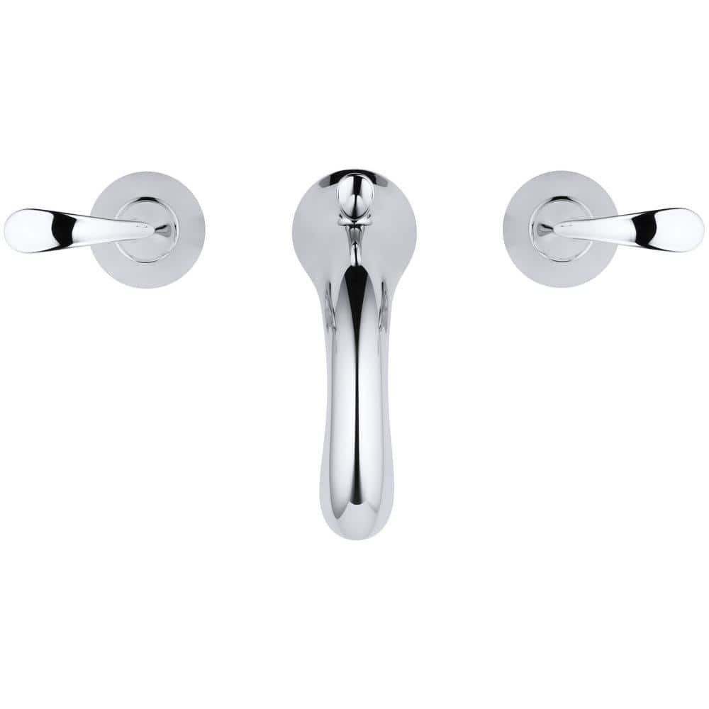 Elegant Forte Polished Chrome 8" Widespread Double Handle Bathroom Faucet