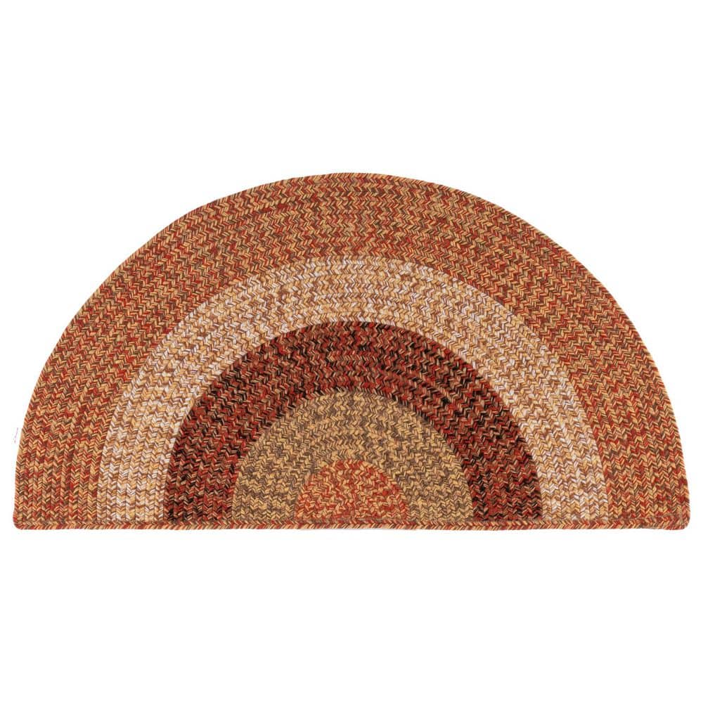 SAFAVIEH Braided Rust/Red 2 ft. x 4 ft. Machine Washable Solid Striped ...