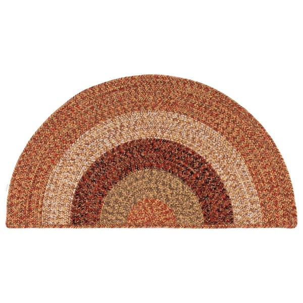 SAFAVIEH Braided Rust/Red 2 ft. x 4 ft. Machine Washable Solid Striped Border Specialty Area Rug