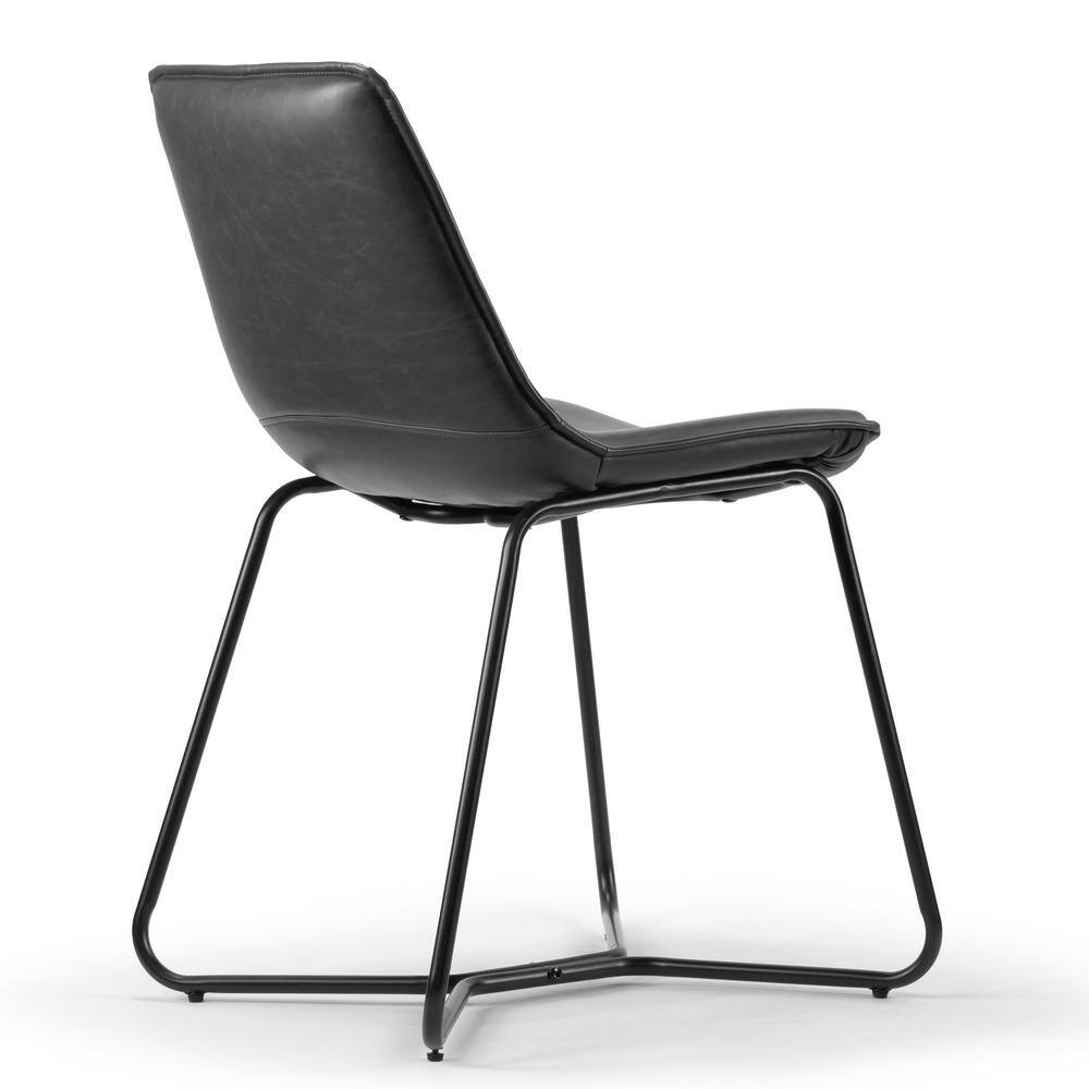 Gray Faux Leather Upholstered Side Chair with Metal Frame, Set of 2