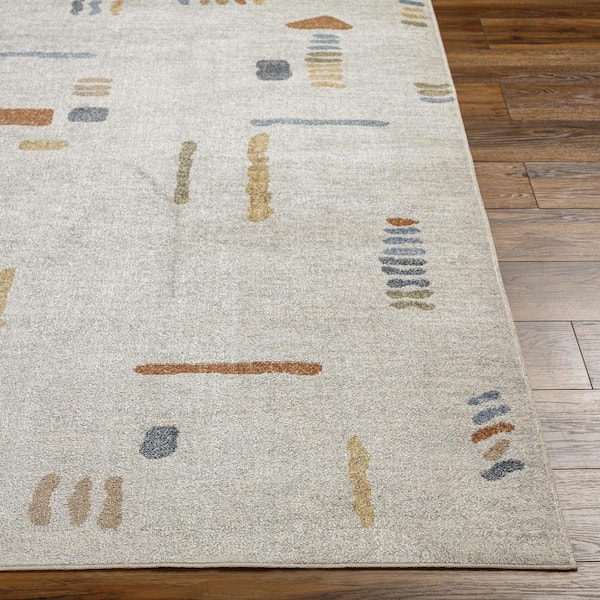 Lillian Light Grey/Multi 5 ft. x 7 ft. Indoor Machine-Washable Area Rug
