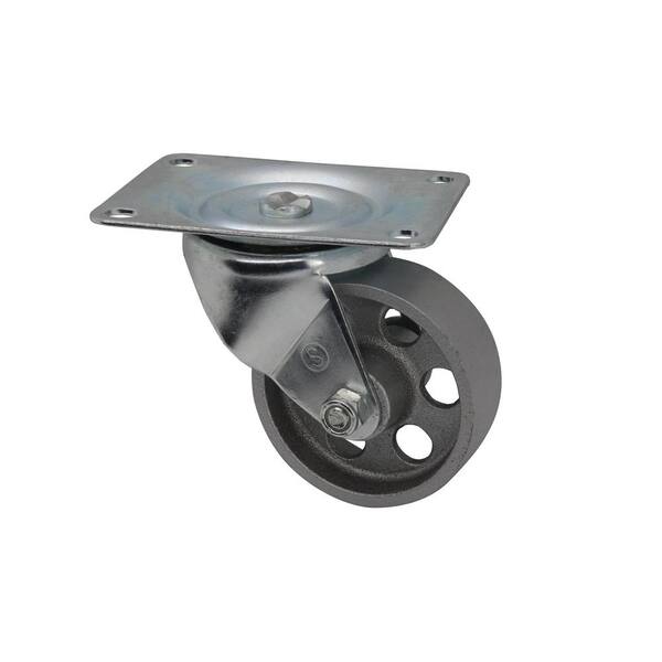 Shepherd 3 in. Gray Cast Iron Swivel Plate Caster with 250 lb