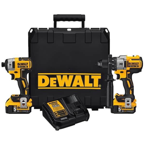 DEWALT 20-Volt MAX XR Cordless Brushless Hammer Drill/Impact Combo Kit (2-Tool) with (2) 20-Volt 5.0Ah Batteries & Charger