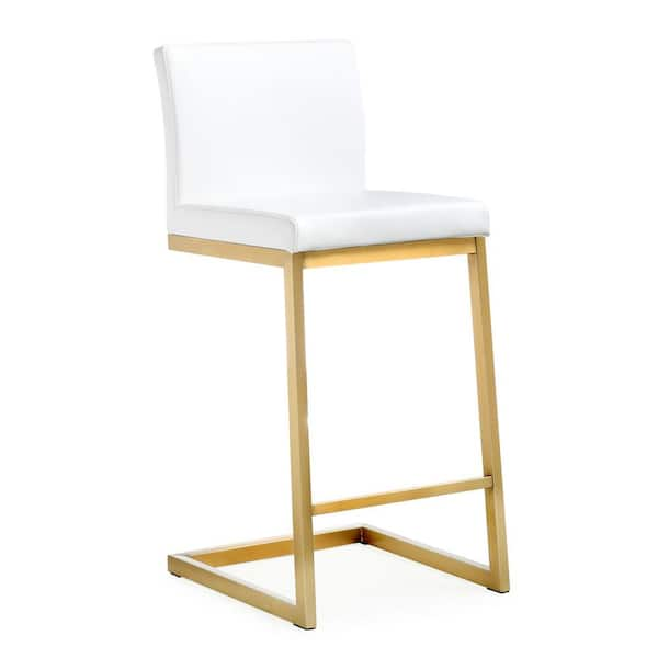 TOV Furniture Parma 36.2 in. White and Gold Steel Counter Stool