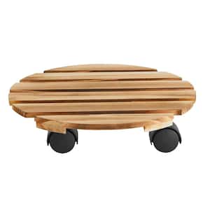12 in. Round Wood Plant Caddy