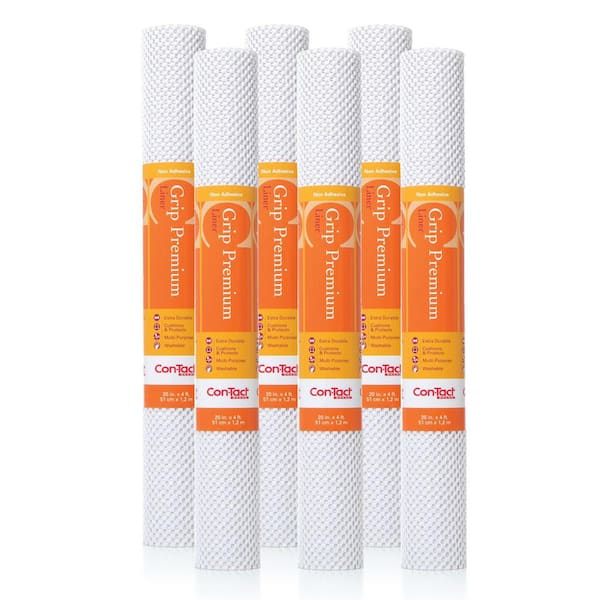 Con-Tact Premium Grip 20 in. x 4 ft. White Shelf Liner (6-Rolls)  04F-C6O52-06 - The Home Depot