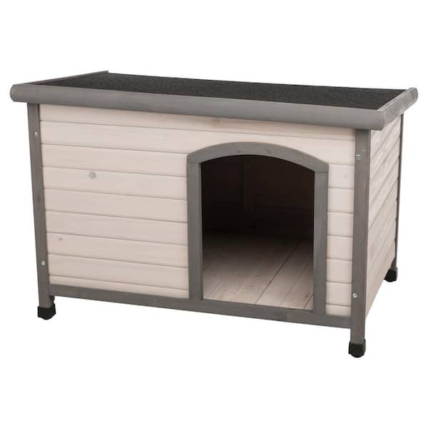 natura Classic Dog House, Flat Hinged Roof, Adjustable Legs, Gray, Medium