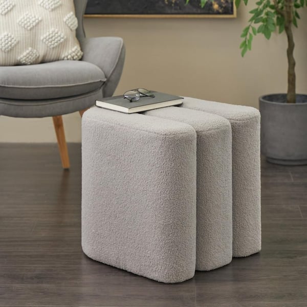 Litton Lane 18 in. Gray Polyester Fabric S-Shaped Ottoman with Connected Arches