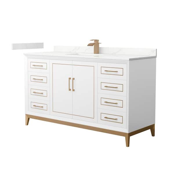 Wyndham Collection Marlena 60 in. W x 22 in. D x 35.25 in. H Single Bath Vanity in White with Giotto Quartz Top
