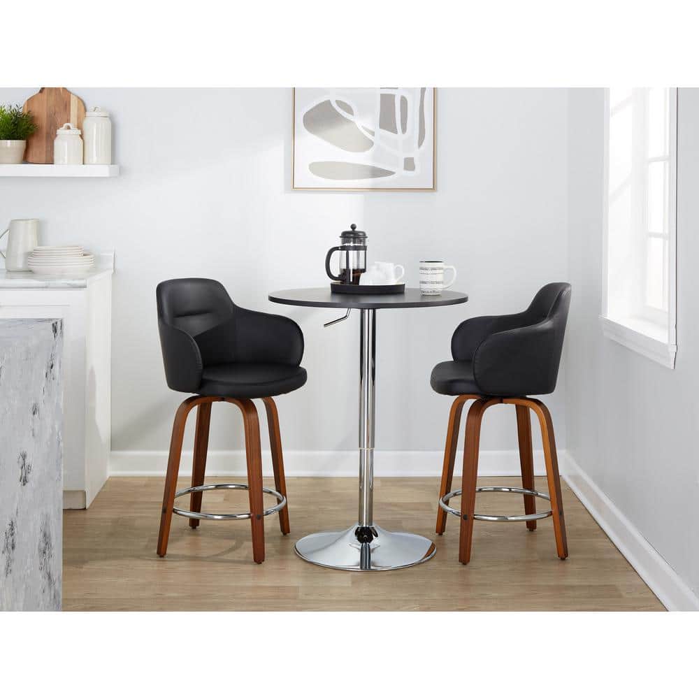 Boyne Black Faux Leather Swivel Counter Stools Set of 2