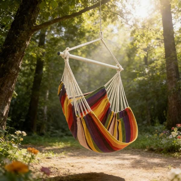 4 ft. Hammock Chair Swing Hammock with Anti-Slip Rings in Multi
