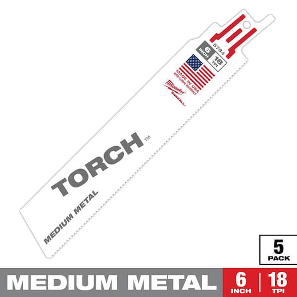 Milwaukee 6 in. 18 TPI TORCH Medium Metal Cutting SAWZALL Reciprocating Saw Blades (5-Pack)