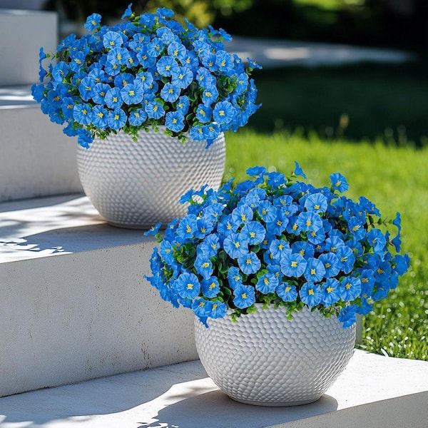 13.78 in Blue Indoor/Outdoor Artificial Morning Glory Fake Flowers