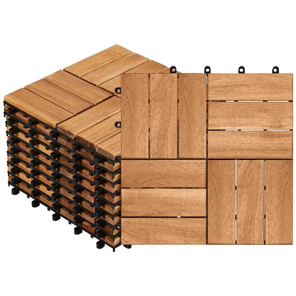 Yaheetech Patio 12 in. Interlocking Deck Tiles 10-Pack