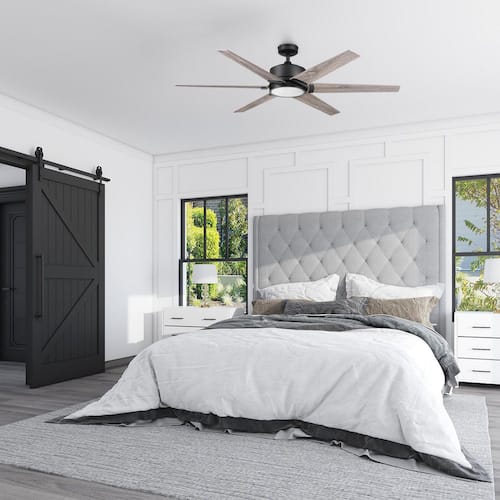 Talbert 62 in. Indoor Matte Black Ceiling Fan Color Changing LED with Remote Control and Dual Finish Blades Ceiling Fans