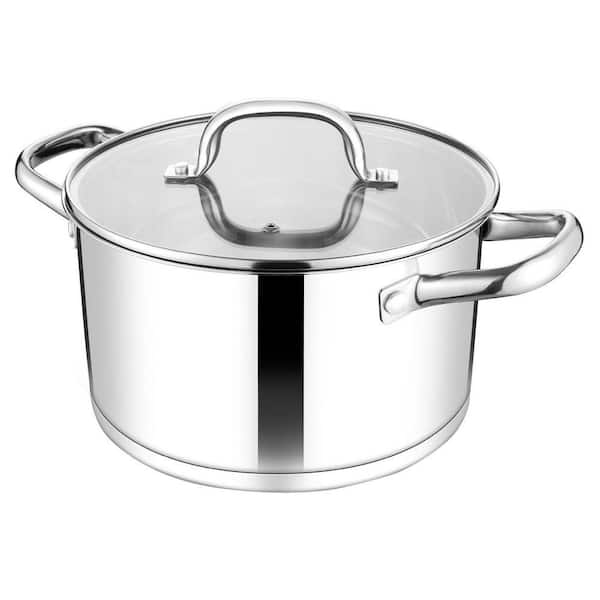5 QT Stock Pot, Tri-ply Bottom Stainless Steel Cooking Pot with