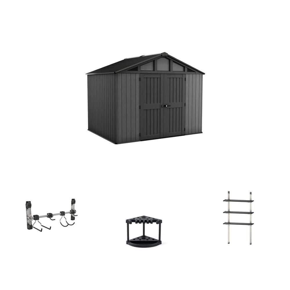 Keter Stronghold 2.0 10 ft. x 8 ft. Resin Shed, Black Shed Hook