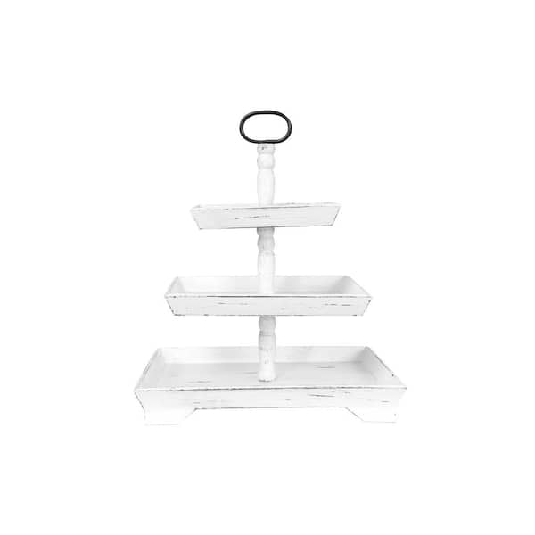 Storied Home White Decorative 3-Tier Tray