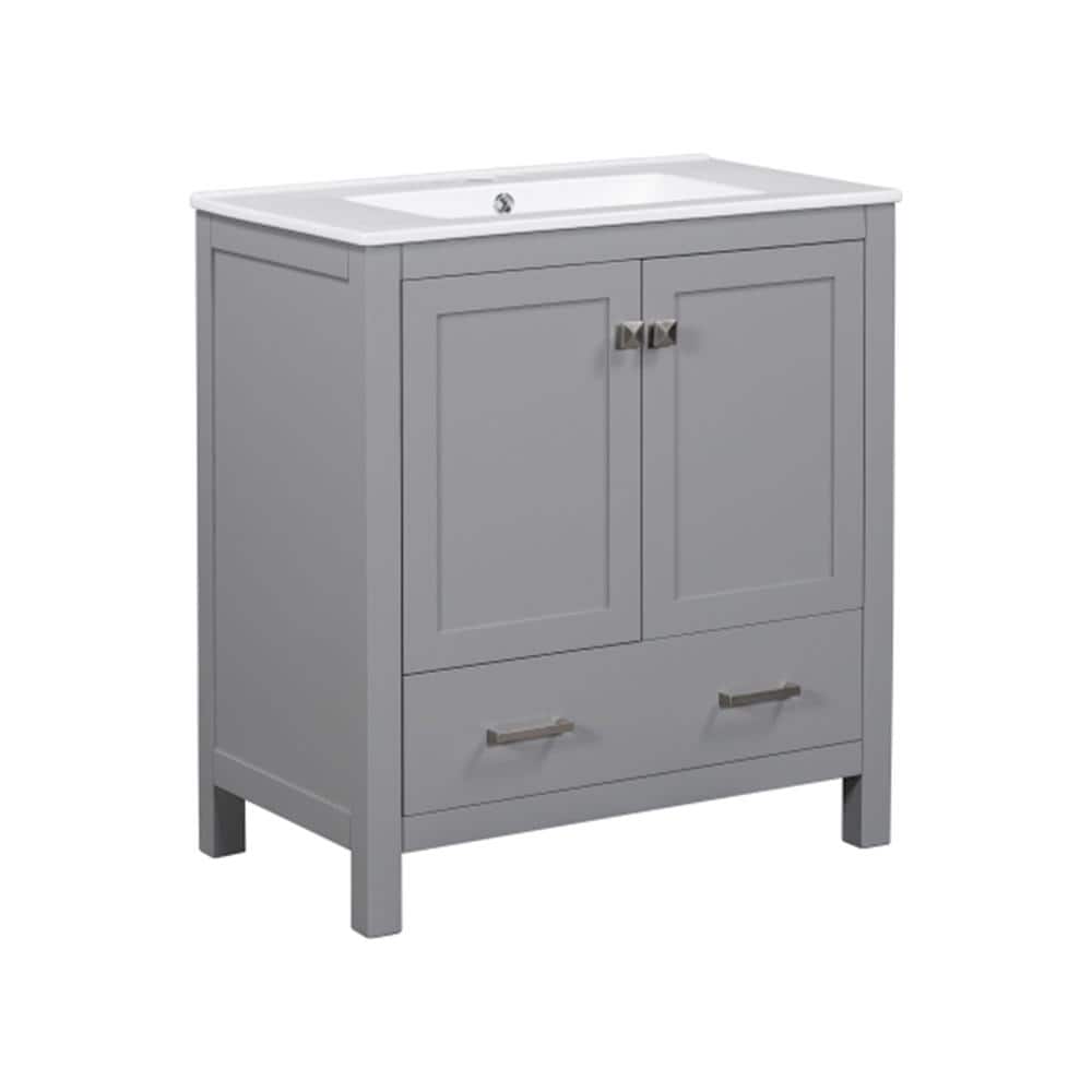 30 in. W x 18.3 in D x 34 in. H Single Sink Freestanding Bath Vanity in Gra