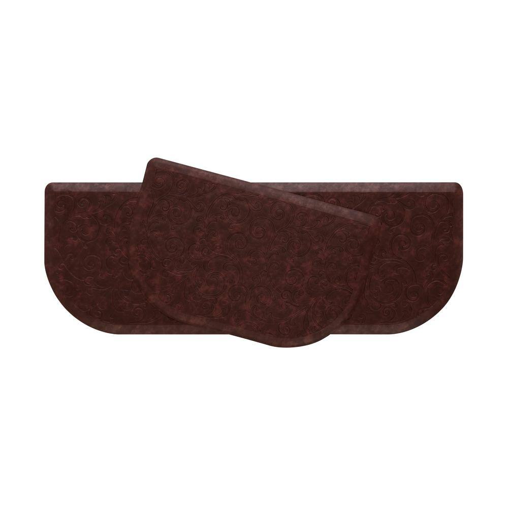 Red Faux Leather Anti-Fatigue Kitchen Mat Set