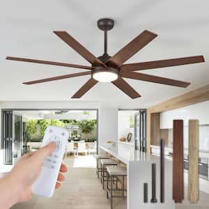 65 in. Indoor/Outdoor Bronze 8 Blades Large Ceiling Fan with Lights and Remote for Living Room Bedroom