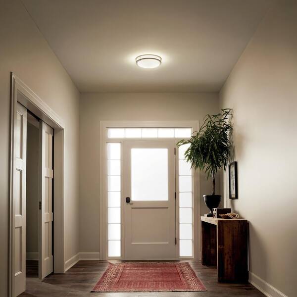 KICHLER Avon 14 in. 1-Light Brushed Nickel Integrated LED Transitional Hallway Flush Mount Ceiling Light