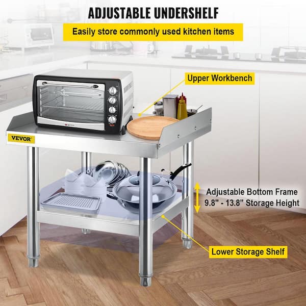 Stainless Steel Equipment Grill Stand 60 x 30 x 24 in. Stainless Table with  Adjustable Undershelf Grill Stand Table