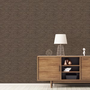TexStyle Collection Brown Woven Weave Design Metallic Non-Pasted Non-Woven Paper Wallpaper Roll