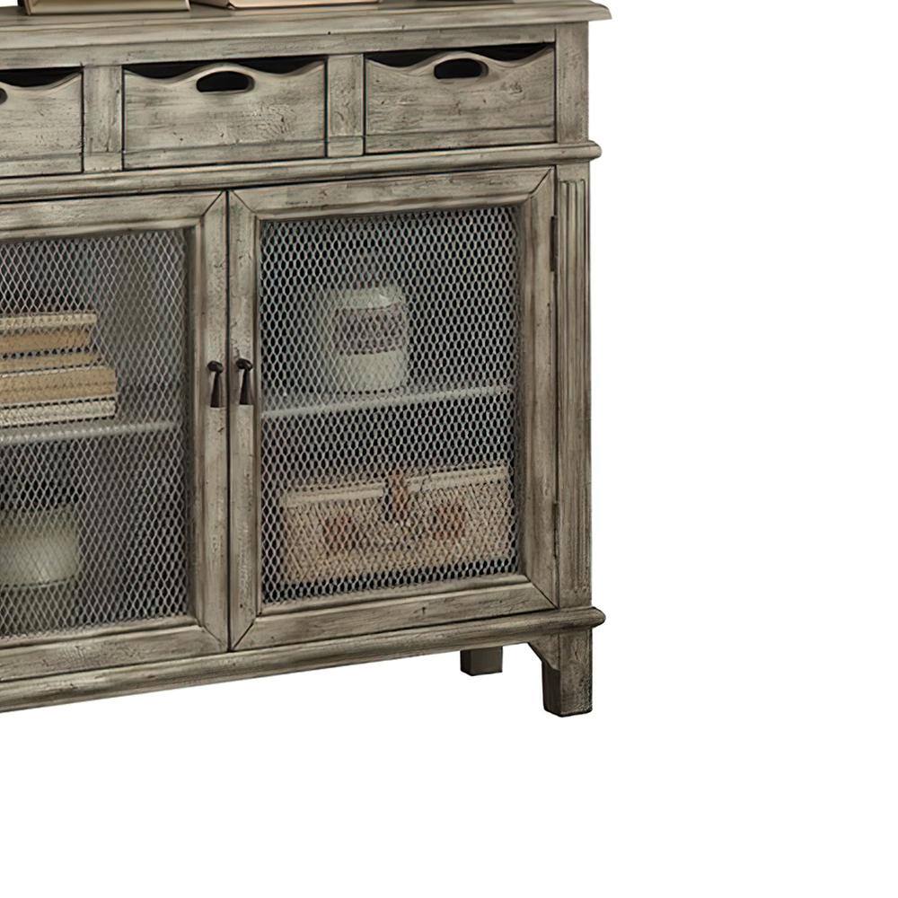 42" Gray Wood and Metal Console Table with Storage