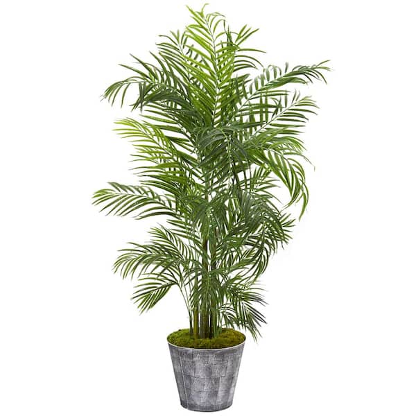 Nearly Natural 63 in. Indoor/Outdoor Areca Palm Artificial Tree in Decorative Planter UV Resistant
