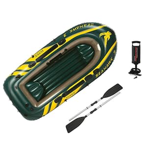 Seahawk 3-Person Inflatable Boat Set with Aluminum Oars and Pump