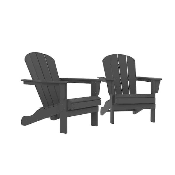 Tidoin Classic Gray Reclining Plastic Adirondack Chair (2-Pack)
