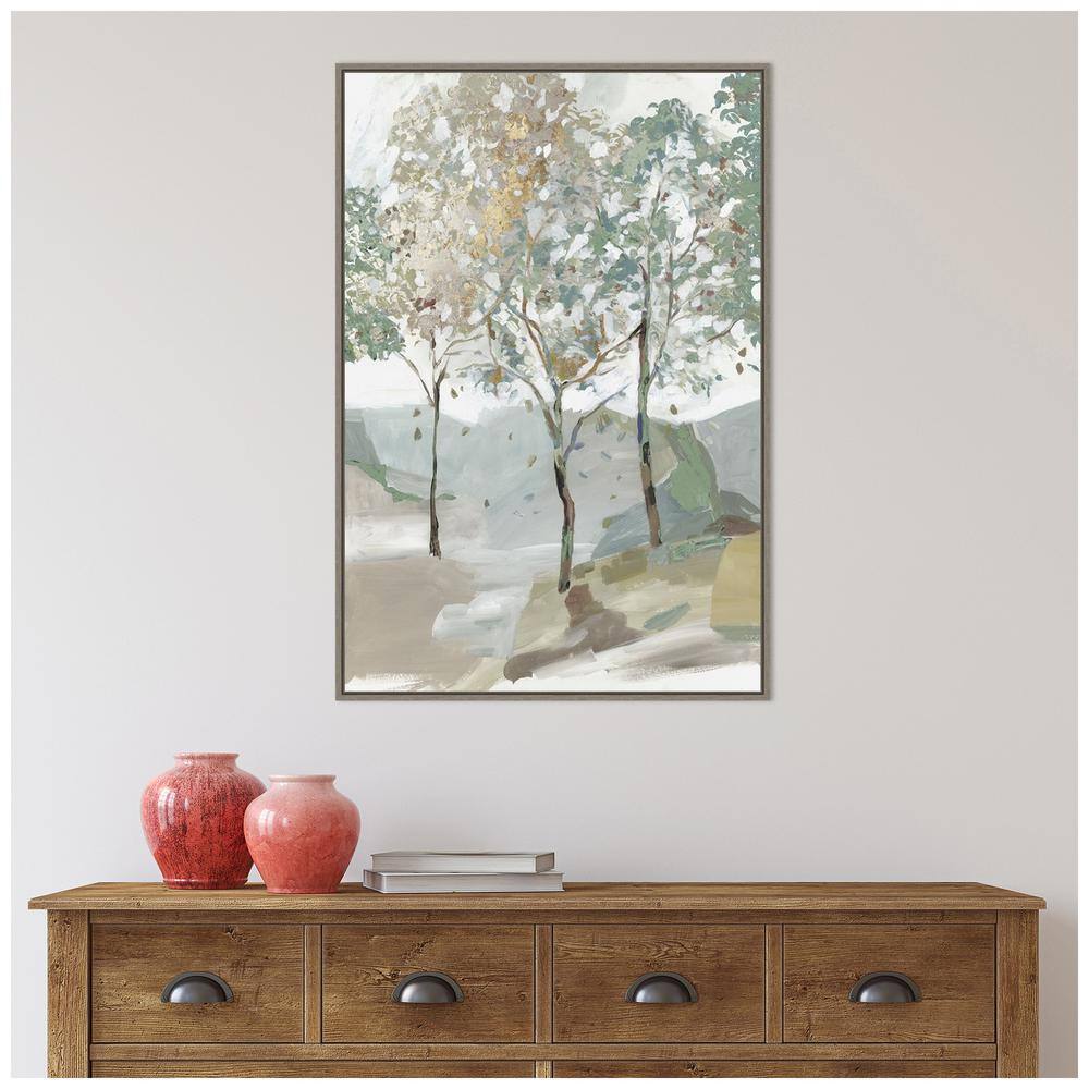 Breezy Landscape Trees II Canvas Print with Sylvie Greywash Frame
