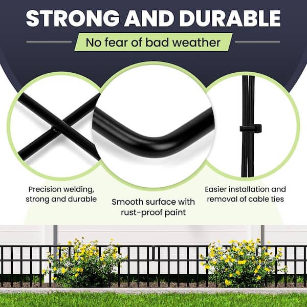 KYATE Metall-Absperrzaun Für Garten – 9,8 M Länge, 33 Cm Hoch, 32 Paneele, Kein Graben Nötig, Für Hunde & Kaninchen