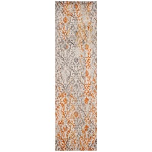 Madison Cream/Orange 2 ft. x 6 ft. Floral Runner Rug