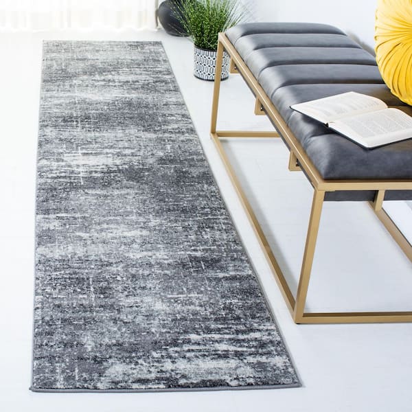 Evoke Ivory/Gray 2 ft. x 9 ft. Solid Runner Rug