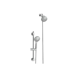 Wall Bar 6 -Spray Patterns with 1.8 GPM 4.5 in. Wall Mount Dual Shower Heads with Nail Glue Installation in Chome